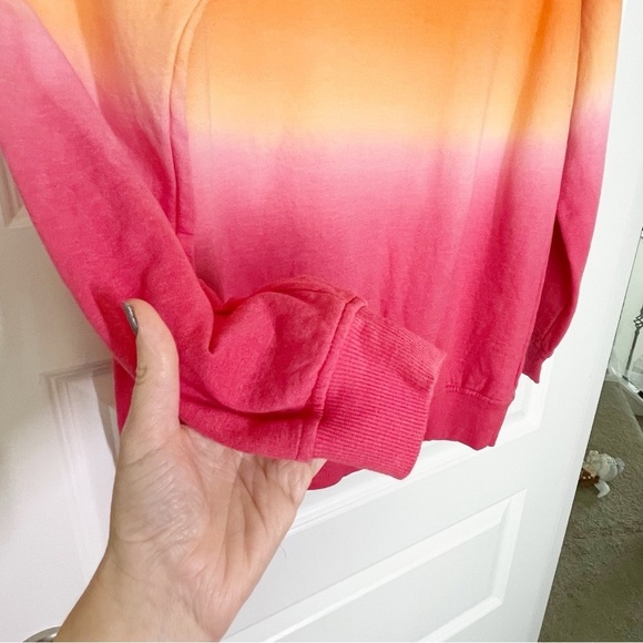 New BP Nordstrom Ombré Dip Dyed Orange and Pink Crewneck Pullover Sweater - Picture 3 of 6